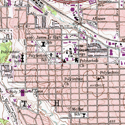 Topographic Map of Greater Willing Workers Missionary Baptist Church, TX
