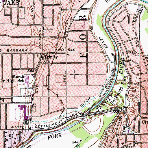 Topographic Map of Faith Bible Baptist Church, TX