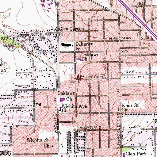 Topographic Map of Faith Missionary Baptist Church, TX