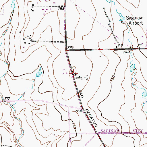 Topographic Map of Fellowship Baptist Church, TX