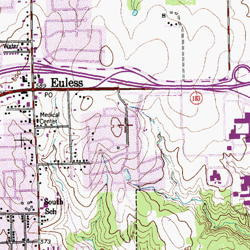 Topographic Map of First Baptist Church of Euless Missionary, TX