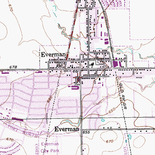 Topographic Map of First Baptist Church of Everman, TX