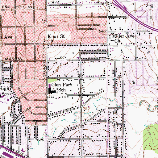 Topographic Map of Heavenly Vision Missionary Baptist Church, TX