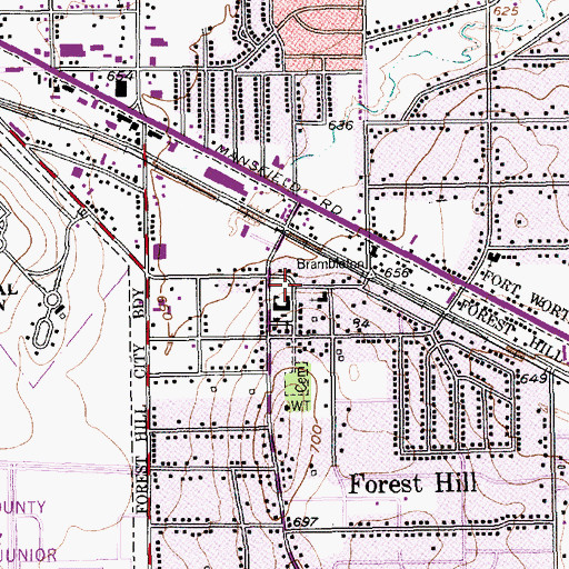 Topographic Map of First Baptist Church of Forest Hill, TX