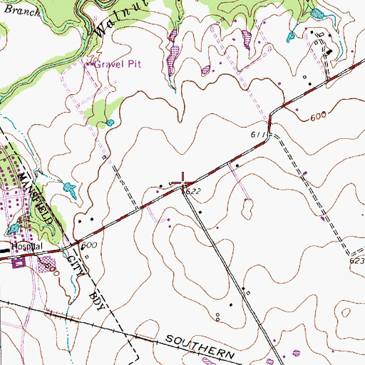 Topographic Map of First Baptist Church of Mansfield, TX