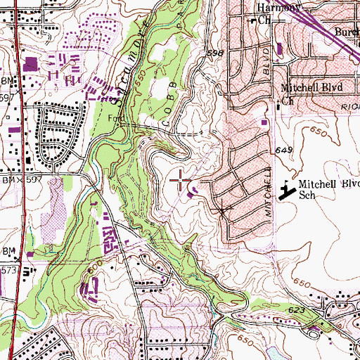 Topographic Map of First Saint John Baptist Church, TX