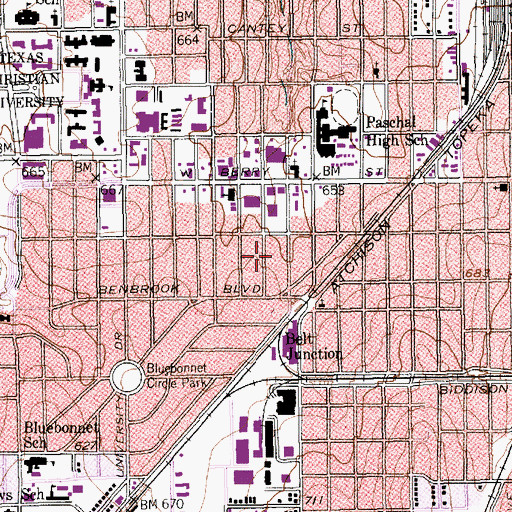 Topographic Map of Forest Park Baptist Church, TX