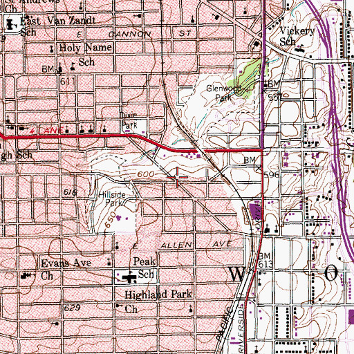 Topographic Map of Four Corners Missionary Baptist Church, TX