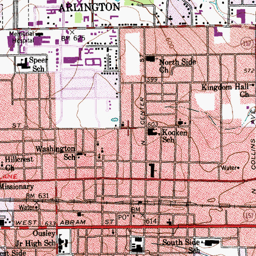 Topographic Map of Friendly Baptist Church, TX