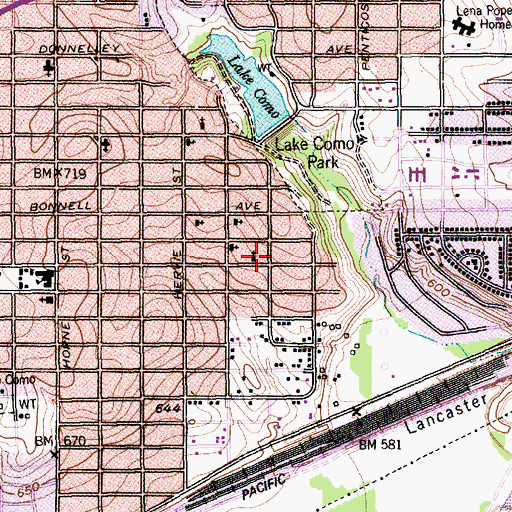 Topographic Map of Como First Baptist Church, TX