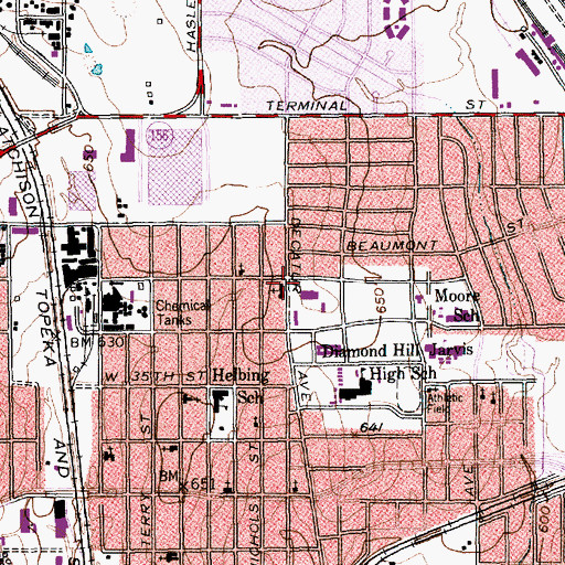 Topographic Map of Decatur Avenue Baptist Church, TX
