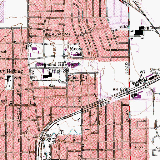 Topographic Map of Dixie Heights Baptist Church, TX