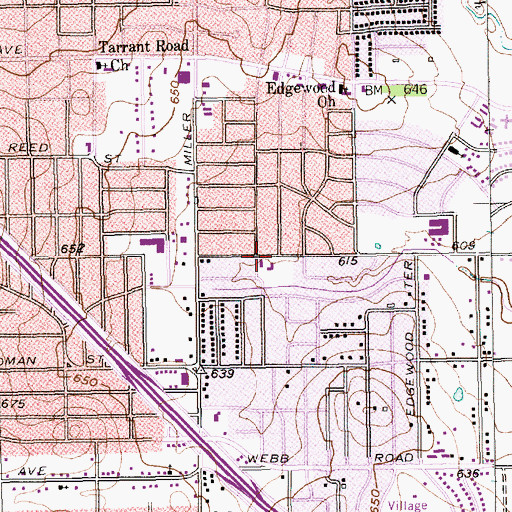 Topographic Map of Eastland Street Baptist Church, TX