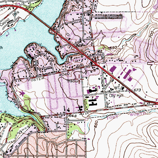 Topographic Map of Lake Worth Assembly of God Church, TX