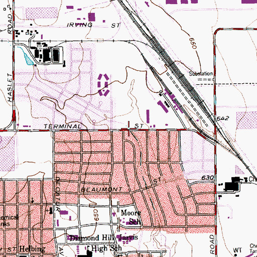 Topographic Map of Templo Berea Assembly of God Church, TX