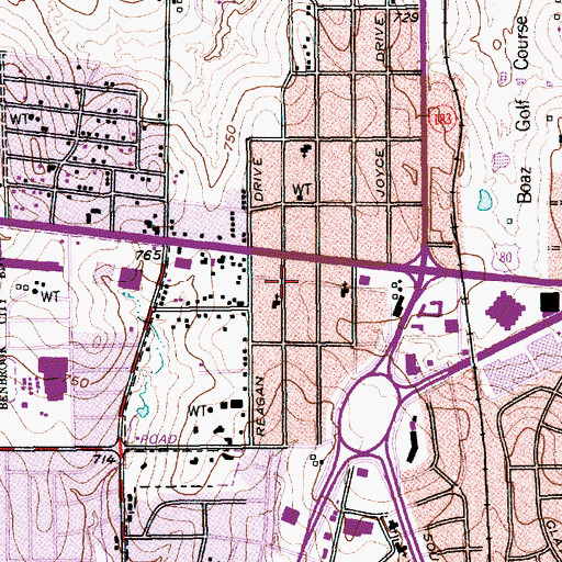 Topographic Map of Faith Baptist Church, TX