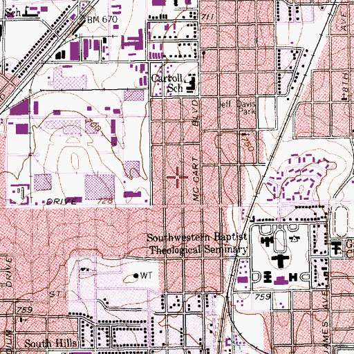 Topographic Map of Faith Baptist Church, TX