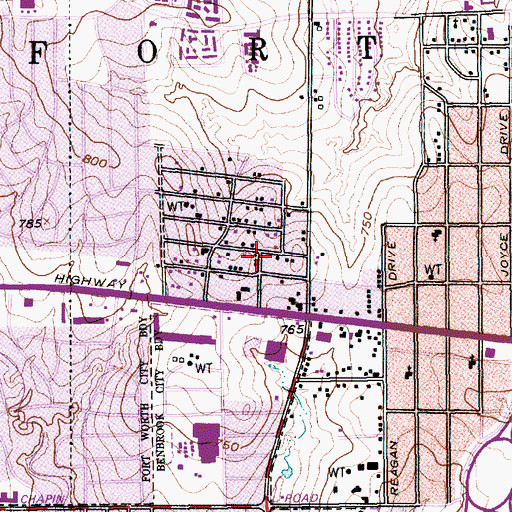 Topographic Map of Western Hills Assembly of God Church, TX