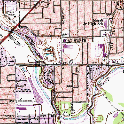 Topographic Map of Zion Temple Assembly of God Church, TX