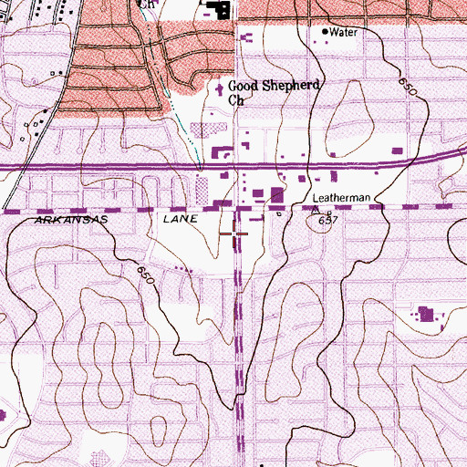 Topographic Map of Arlington Baptist Church, TX