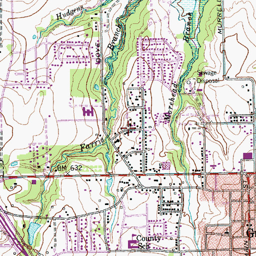 Topographic Map of Bethel Baptist Church, TX