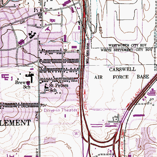 Topographic Map of Bethel Southern Baptist Church, TX