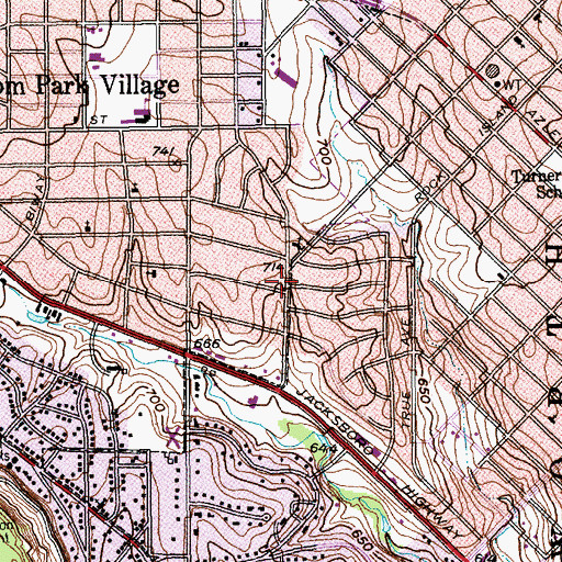 Topographic Map of Beverly Hills Baptist Church, TX