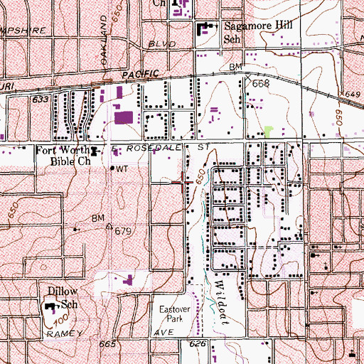 Topographic Map of Blessed Hope Baptist Church, TX