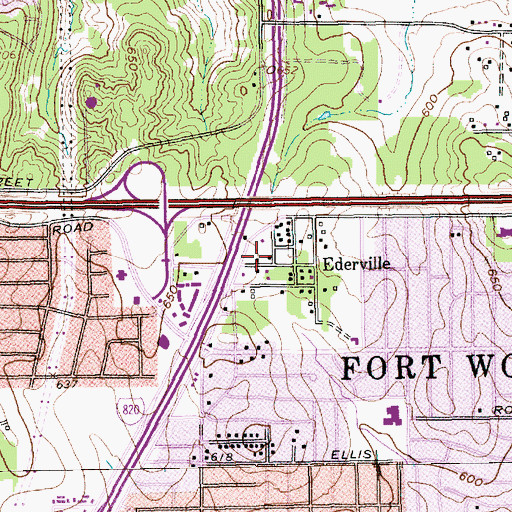 Topographic Map of Brentwood Hills Primitive Baptist Church, TX