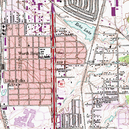 Topographic Map of Broadview Baptist Church, TX
