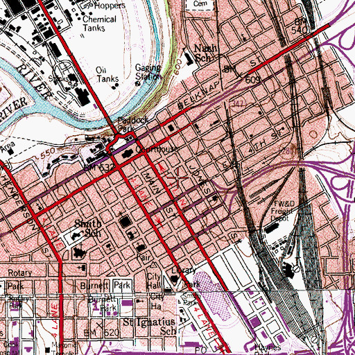 Topographic Map of Central Baptist Church, TX