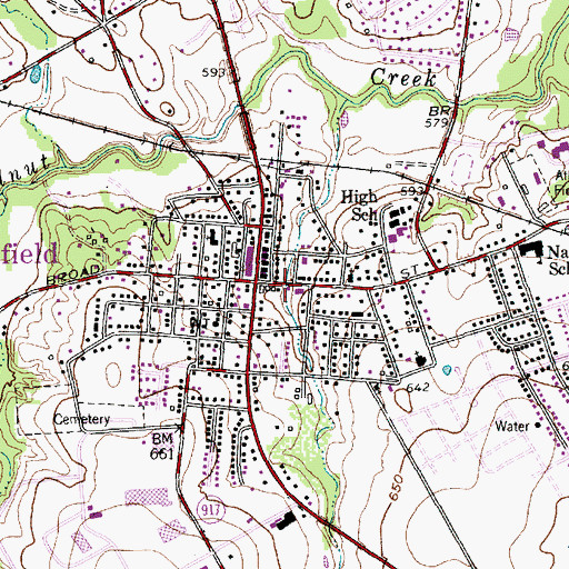 Topographic Map of Central Baptist Church, TX