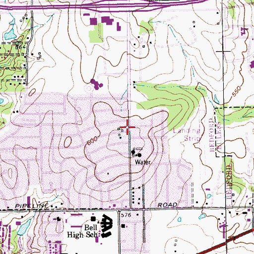 Topographic Map of Central Baptist Church of Bedford, TX