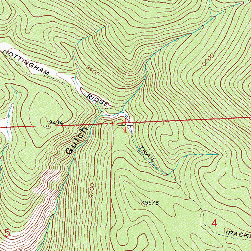 Topographic Map of Nottingham Ridge Trail, CO