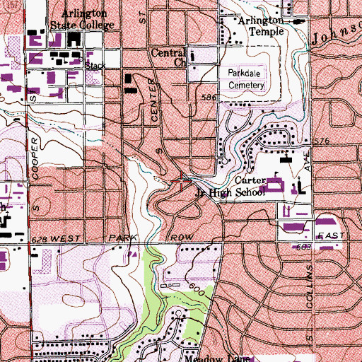 Topographic Map of Central Assembly of God Church, TX