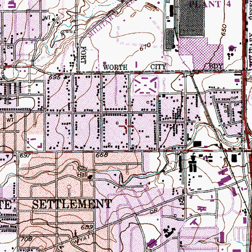 Topographic Map of First Assembly of God of White Settlement Church, TX