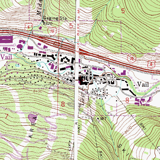 Topographic Map of Vail, CO