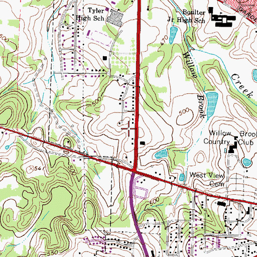 Topographic Map of Asbury United Methodist Church, TX