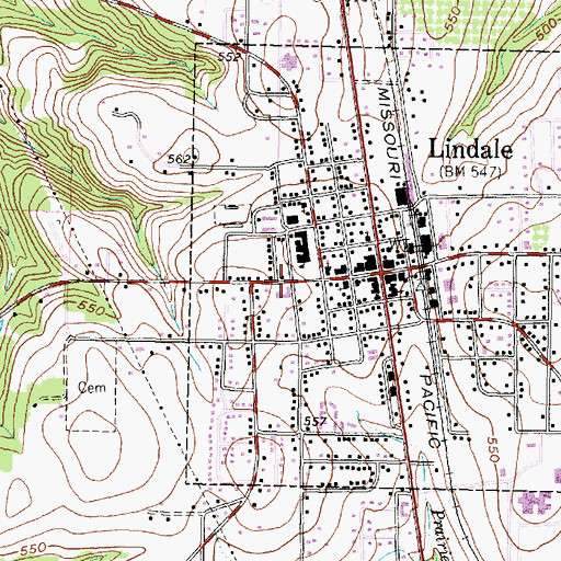 Topographic Map of First United Methodist Church of Lindale, TX