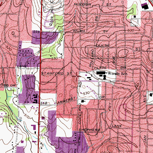 Topographic Map of Pollard United Methodist Church, TX