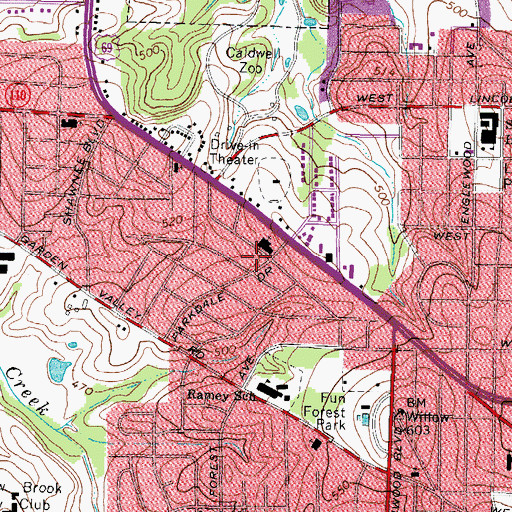Topographic Map of Wesley United Methodist Church, TX