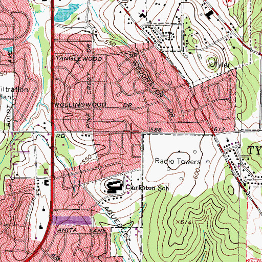 Topographic Map of United Pentecostal Church of Tyler, TX