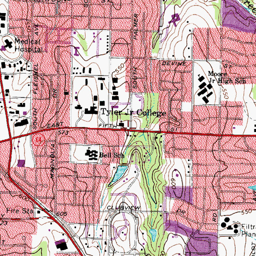 Topographic Map of Fifth Street Presbyterian Church in America, TX
