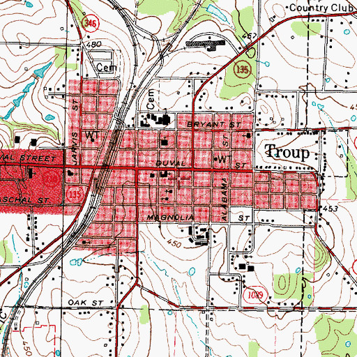 Topographic Map of First Presbyterian Church, TX