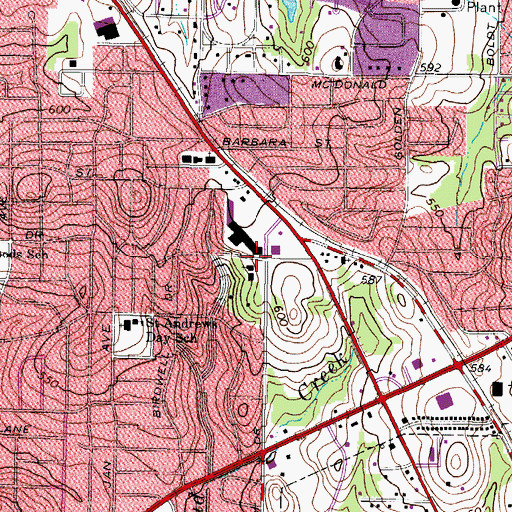 Topographic Map of Highland Presbyterian Church, TX