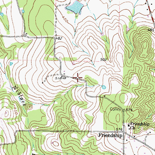 Topographic Map of Friendship Church, TX