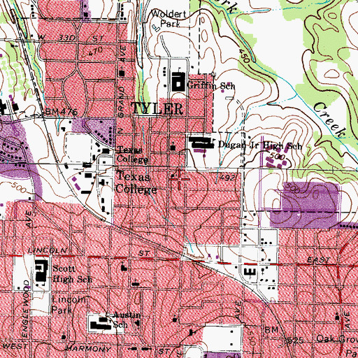 Topographic Map of Rhema Bible Fellowship Church, TX