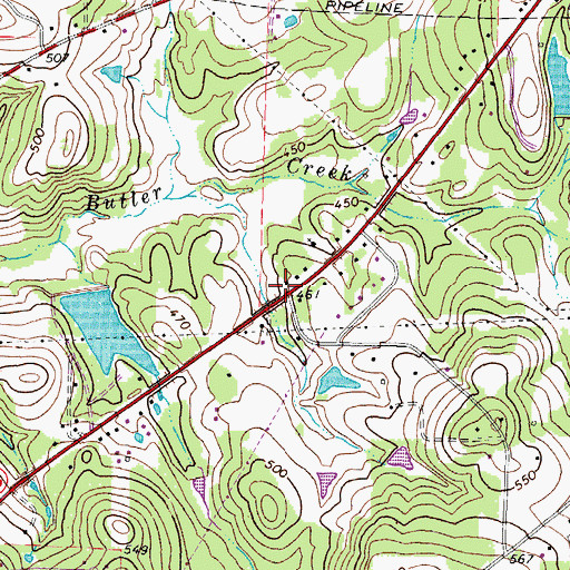Topographic Map of Saint Gabriel Community Church, TX