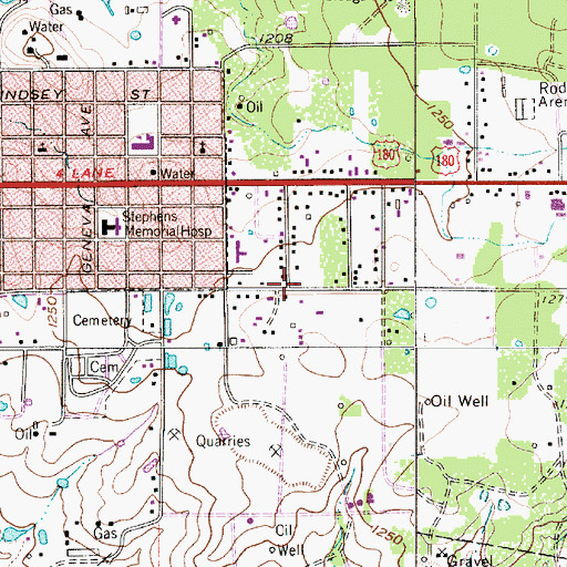 Topographic Map of Church of God, TX