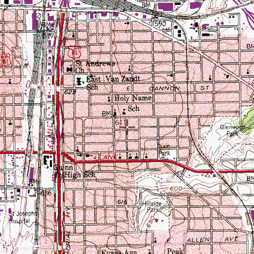 Topographic Map of Baker Chapel African Methodist Episcopal Church, TX